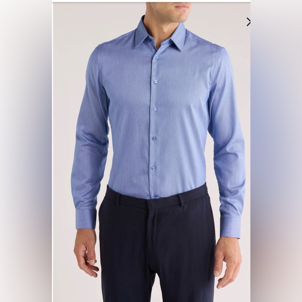 Duchamp Light Blue men’s slim fit tailored Dress Shirt 17.5 X Large